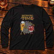 Fun Drinking Time Buddies お酒キャラクターの乾杯デザイン | 長袖Tシャツ | フロントのみプリント