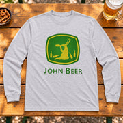 Drunk Deer Beer ビールを飲む鹿デザイン | 長袖Tシャツ | フロントのみプリント