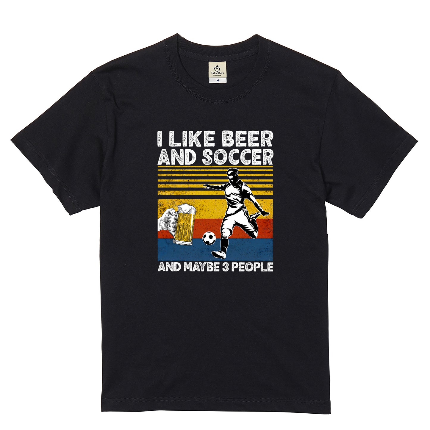 「I LIKE BEER AND SOCCER」ビール&サッカーが好きTシャツ