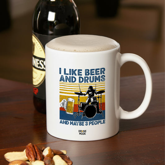 マグカップ ビールイラスト I LIKE BEER AND DRUMS|ビール好きにおすすめ プレゼントにも最適