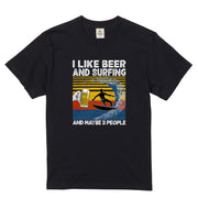 「I LIKE BEER AND SURFING」ビール&サーフィンが好き Tシャツ