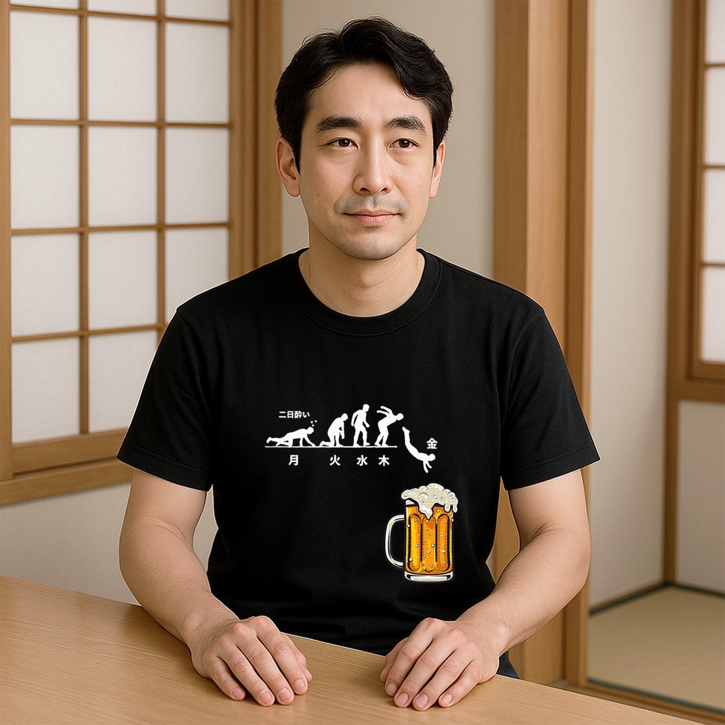「月曜日金曜日 スティックマン」誕生日プレゼントにも最適!居酒屋・飲み会で話題の面白tシャツ|日本酒・ビール・焼酎・ウイスキー好きにおすすめ