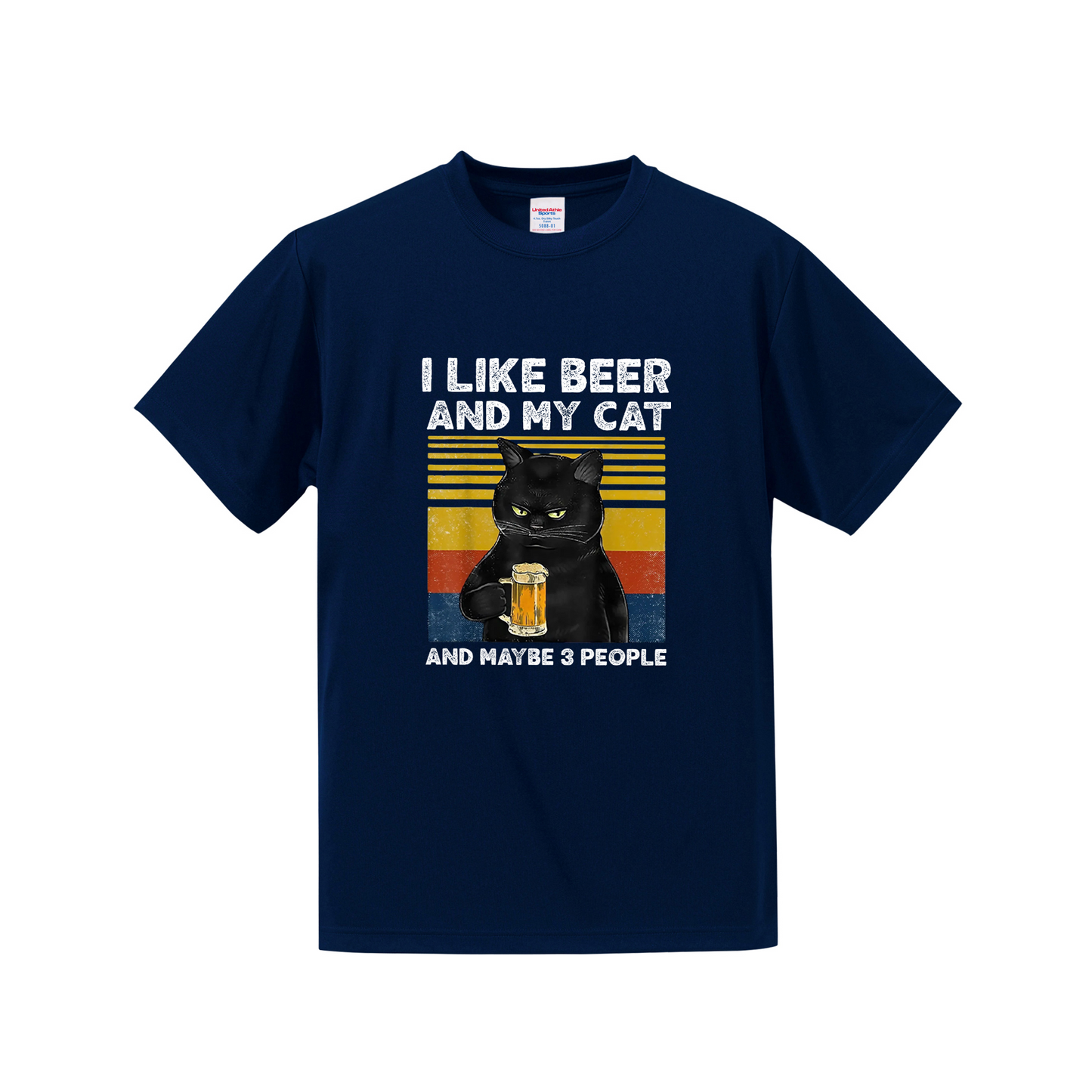 「I LIKE BEER AND MY CAT 」誕生日プレゼントにも最適!居酒屋・飲み会で話題の面白tシャツ|日本酒・ビール・焼酎・ウイスキー好きにおすすめ