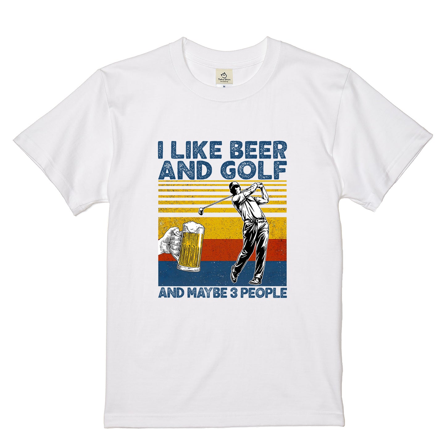「I LIKE BEER AND GOLF」ビール&キャンプが好きTシャツ