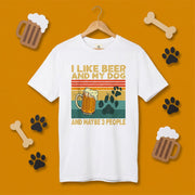 犬とビール好きTシャツ「I LIKE BEER AND MY DOG」 | 飲み会・誕生日プレゼントに