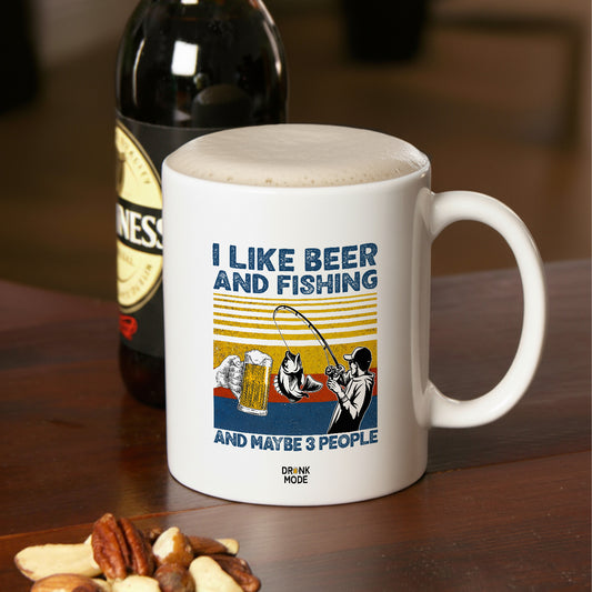 マグカップ ビールイラスト I LIKE BEER AND FISHING|ビール好きにおすすめ プレゼントにも最適