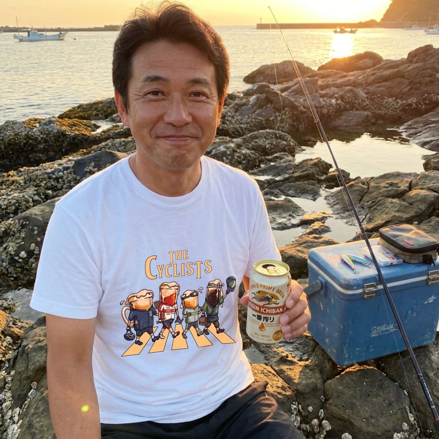 THE CYCLISTS | ビールたちのサイクリング 横断歩道 面白Tシャツ【自転車好き・ビール好き・ギフトに最適】