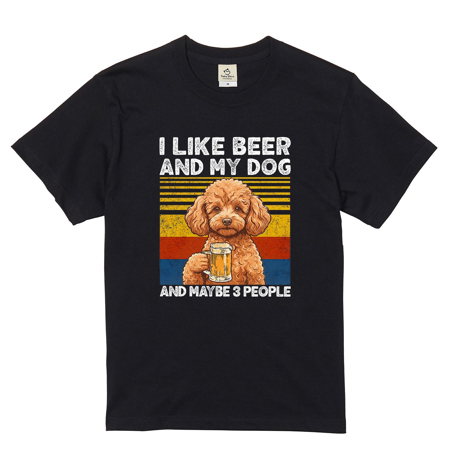 「I LIKE BEER AND MY DOG」ビール&犬が好き Tシャツ|犬種が選べます
