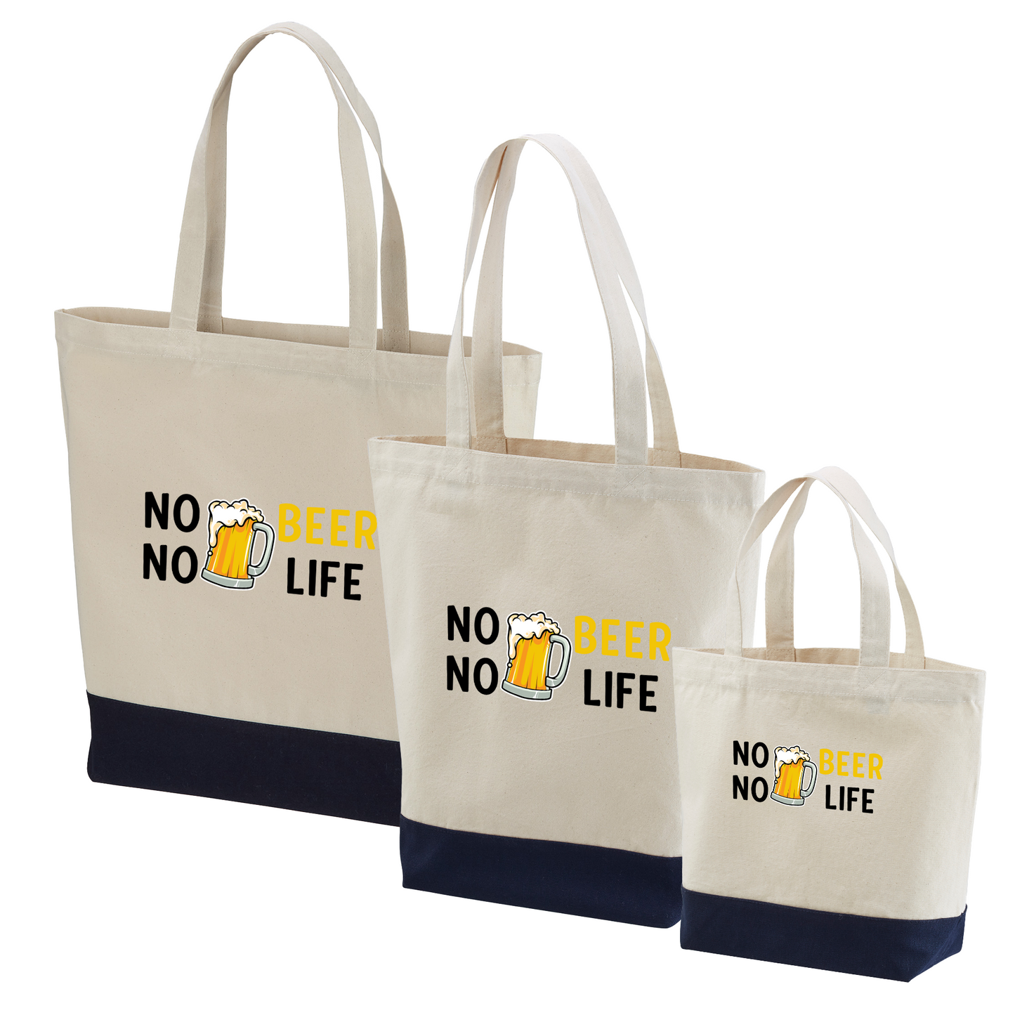 「 NO BEER NO LIFE 」誕生日プレゼントにも最適!居酒屋・飲み会で話題の面白トートバッグ|日本酒・ビール・焼酎・ウイスキー好きにおすすめ