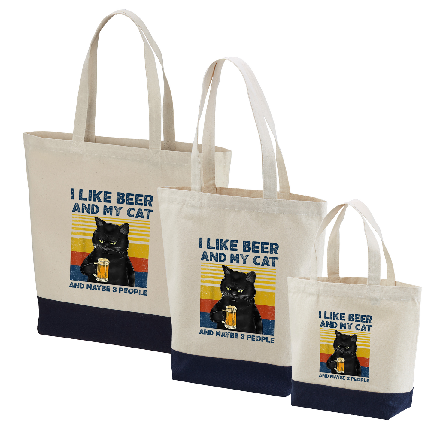 「I LIKE BEER AND MY CAT 」誕生日プレゼントにも最適!居酒屋・飲み会で話題の面白トートバッグ|日本酒・ビール・焼酎・ウイスキー好きにおすすめ