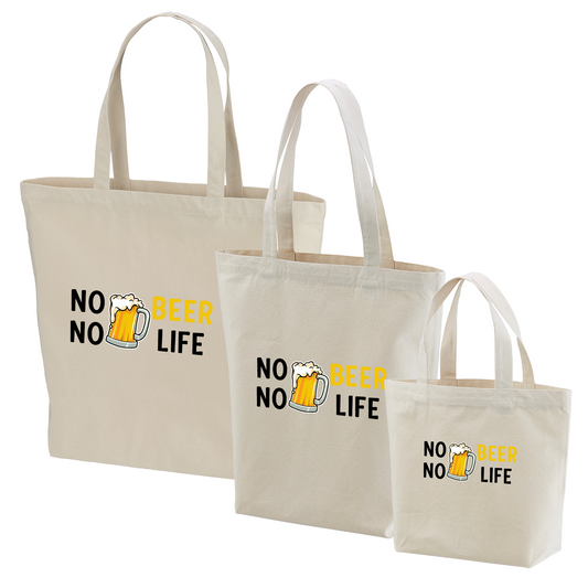 「 NO BEER NO LIFE 」誕生日プレゼントにも最適!居酒屋・飲み会で話題の面白トートバッグ|日本酒・ビール・焼酎・ウイスキー好きにおすすめ