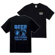 「BEER AND FISHING THIS MY LIFE」ビール&釣りが好き Tシャツ