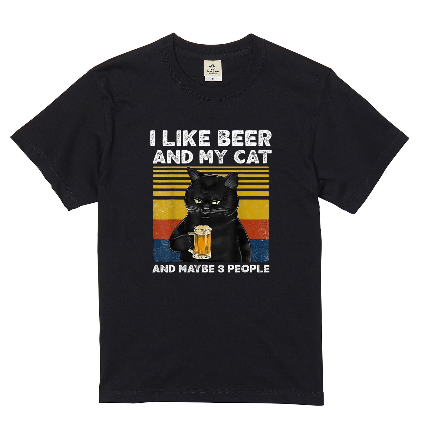 猫とビールが好き Tシャツ|I LIKE BEER AND MY CAT|飲み会・居酒屋で話題