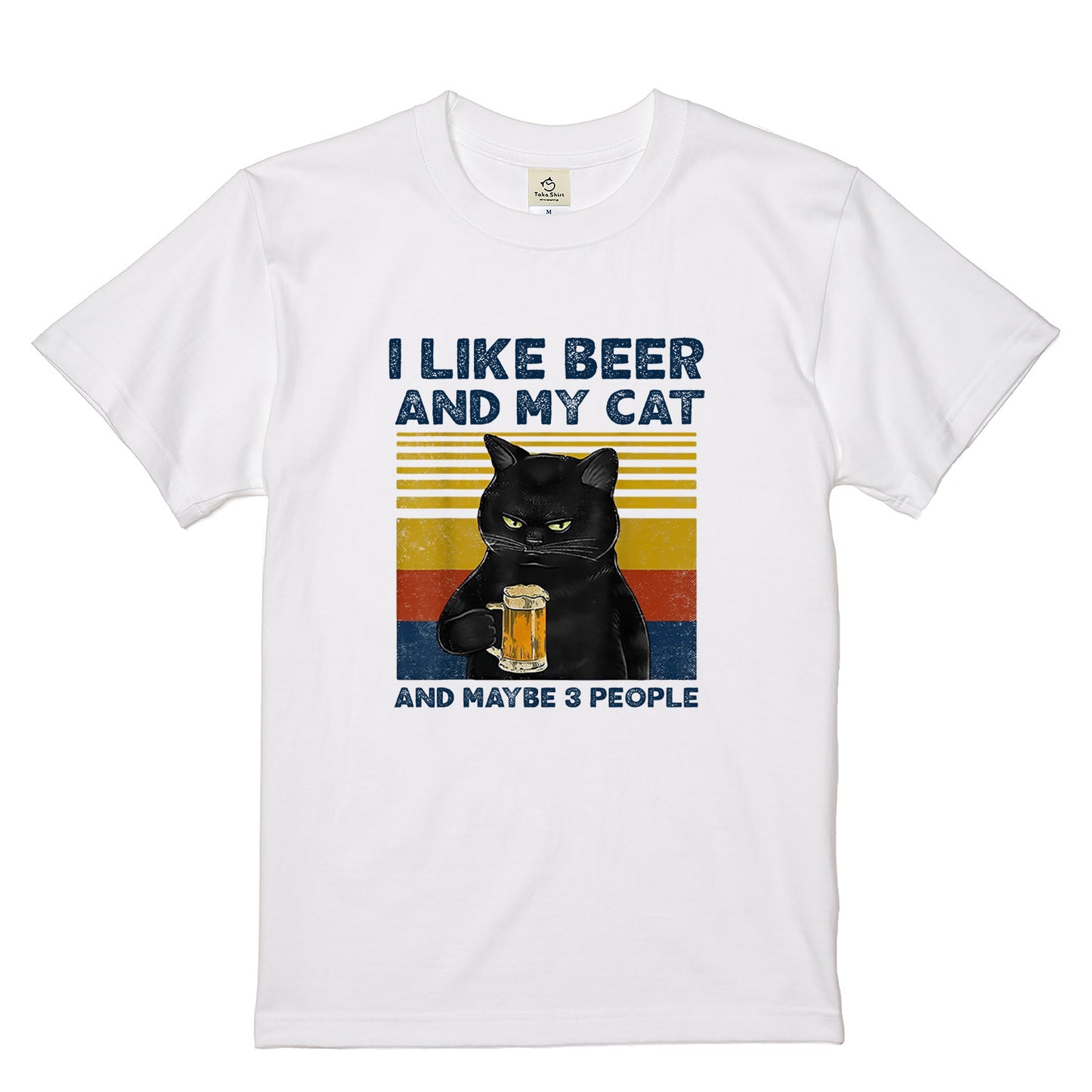 猫とビールが好き Tシャツ|I LIKE BEER AND MY CAT|飲み会・居酒屋で話題