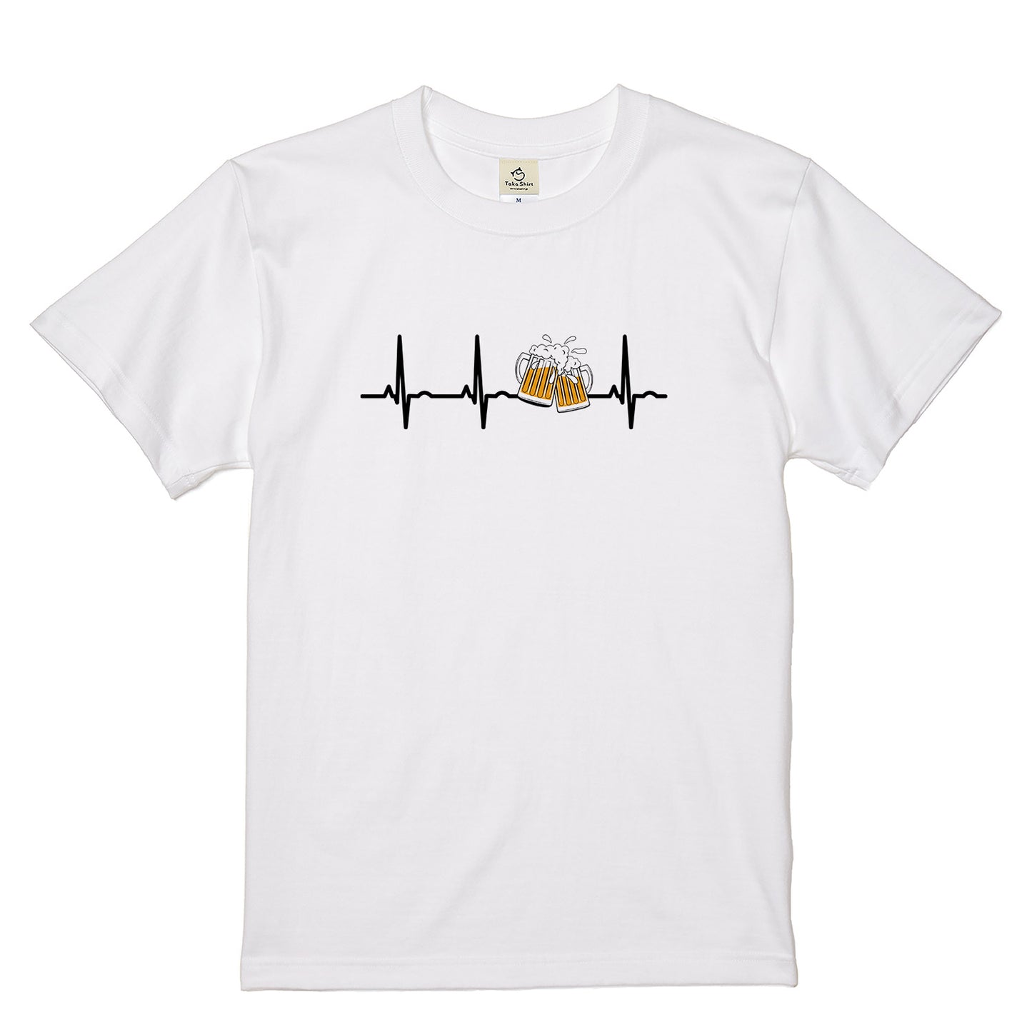 「ビールのハートビート」誕生日プレゼントにも最適!居酒屋・飲み会で話題の面白tシャツ|日本酒・ビール・焼酎・ウイスキー好きにおすすめ