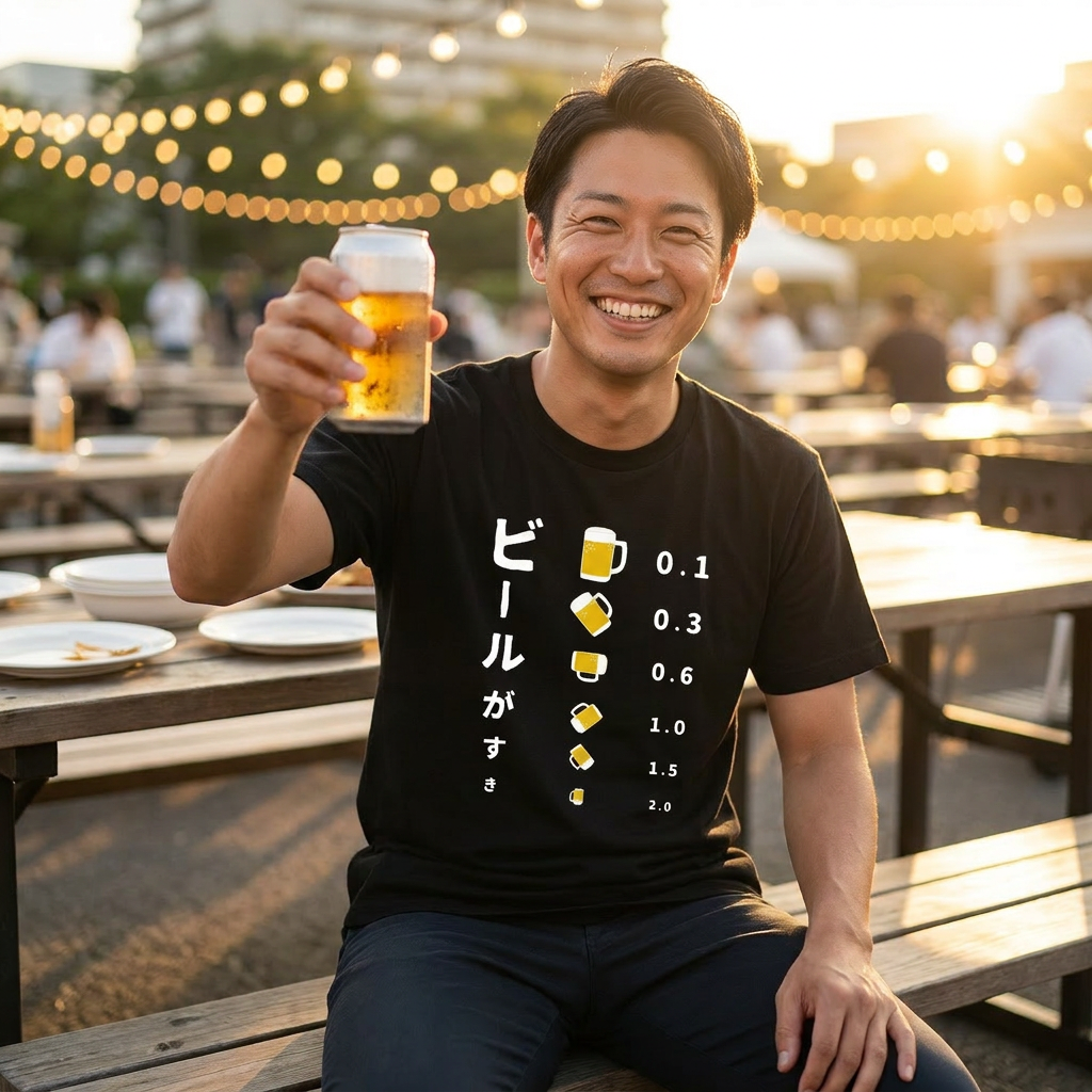「ビールがすき」誕生日プレゼントにも最適!居酒屋・飲み会で話題の面白ドライシルキータッチTシャツ|日本酒・ビール・焼酎・ウイスキー好きにおすすめ