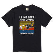 「I LIKE BEER AND DIVING」ビール&ダイビングが好き Tシャツ