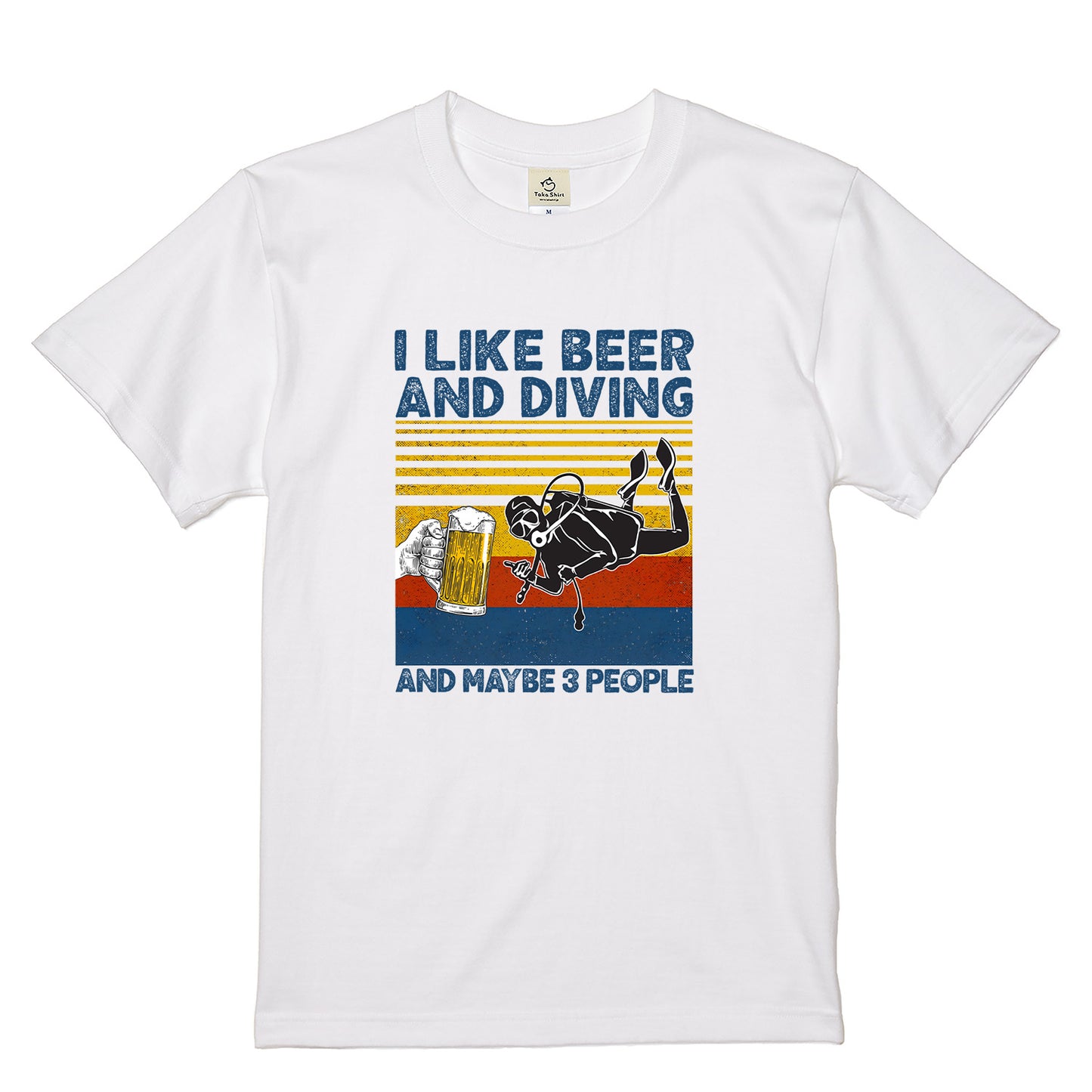 「I LIKE BEER AND DIVING」ビール&オートバイクが好き Tシャツ (Copy) (Copy)