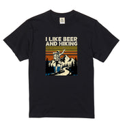 「I LIKE BEER AND HIKING」ハイキング・ビール好きTシャツ