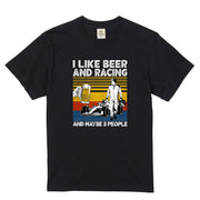 「I LIKE BEER AND RACING」ビール&レーシングが好き Tシャツ