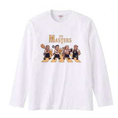 THE MASTERS | ザ・マスターズ | 居酒屋 大将 料理長 乾杯 ビール 横断歩道 パロディ イラスト ロングTシャツ【おもしろ・飲食業・賄い・父の日・開店祝い・プレゼントに最適】
