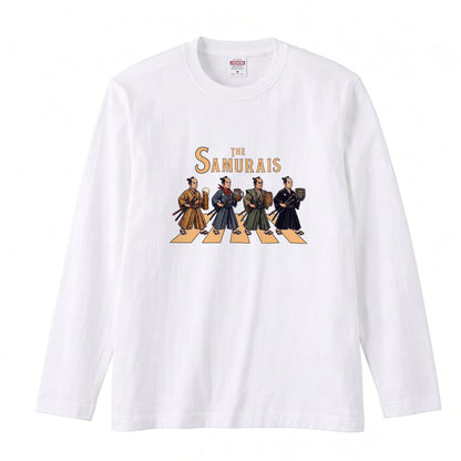 THE SAMURAIS | 侍たちの宴 乾杯酒 ロック名盤オマージュ グラフィック 長袖Tシャツ【おもしろ雑貨・普段着・宴会・ユニセックス・ギフトに最適】