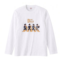 OFF DUTY | 制服戦隊 仕事終わりの一杯 ビール ロック名盤オマージュ グラフィック 長袖Tシャツ【おもしろ雑貨・普段着・宴会芸・ユニセックス・ギフトに最適】