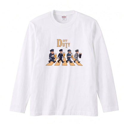 OFF DUTY | 制服戦隊 仕事終わりの一杯 ビール ロック名盤オマージュ グラフィック 長袖Tシャツ【おもしろ雑貨・普段着・宴会芸・ユニセックス・ギフトに最適】