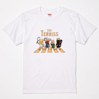 THE TENNISS | ビールたちのテニス 横断歩道 面白Tシャツ【テニス愛好家・ビール好き・ギフトに最適】