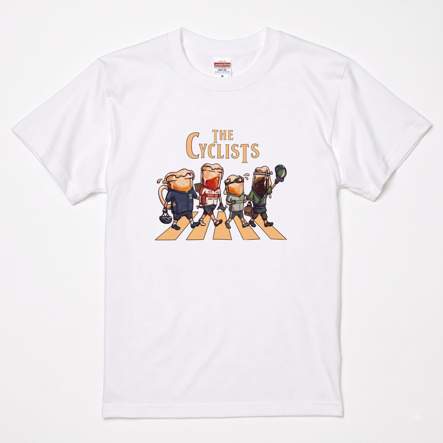 THE CYCLISTS | ビールたちのサイクリング 横断歩道 面白Tシャツ【自転車好き・ビール好き・ギフトに最適】