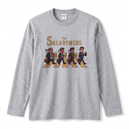 THE SALARYMENS | サラリーマンズ | ほろ酔い 社畜 横断歩道 パロディ ネクタイ巻き イラスト ロングTシャツ【おもしろ・飲み仲間・父の日・歓送迎会・プレゼントに最適】