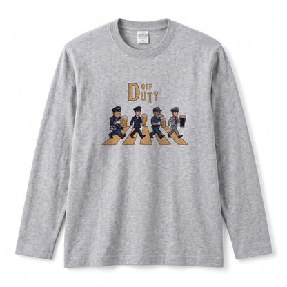 OFF DUTY | 制服戦隊 仕事終わりの一杯 ビール ロック名盤オマージュ グラフィック 長袖Tシャツ【おもしろ雑貨・普段着・宴会芸・ユニセックス・ギフトに最適】