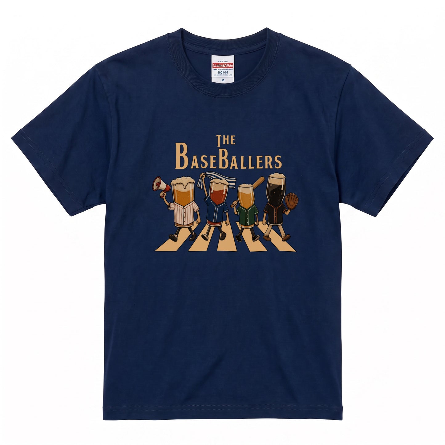 THE BASEBALLERS | 野球ビール アビーロード風パロディ 面白Tシャツ【野球観戦・ビール好き・ギフトに最適】