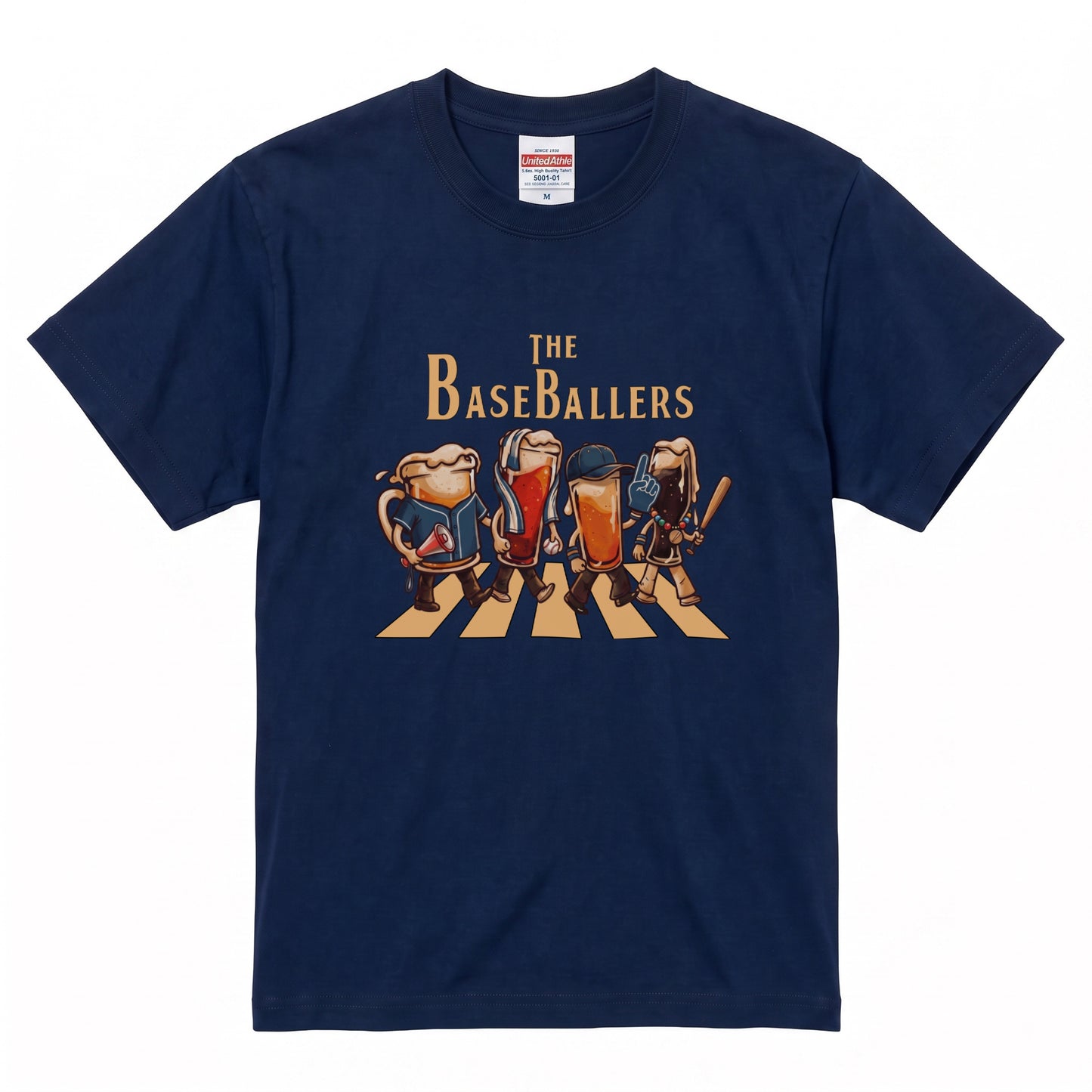 THE BASEBALLERS W | ビールたちの全力応援 横断歩道 面白Tシャツ【野球ファン・父の日ギフトに最適】