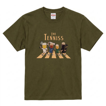 THE TENNISS | ビールたちのテニス 横断歩道 面白Tシャツ【テニス愛好家・ビール好き・ギフトに最適】