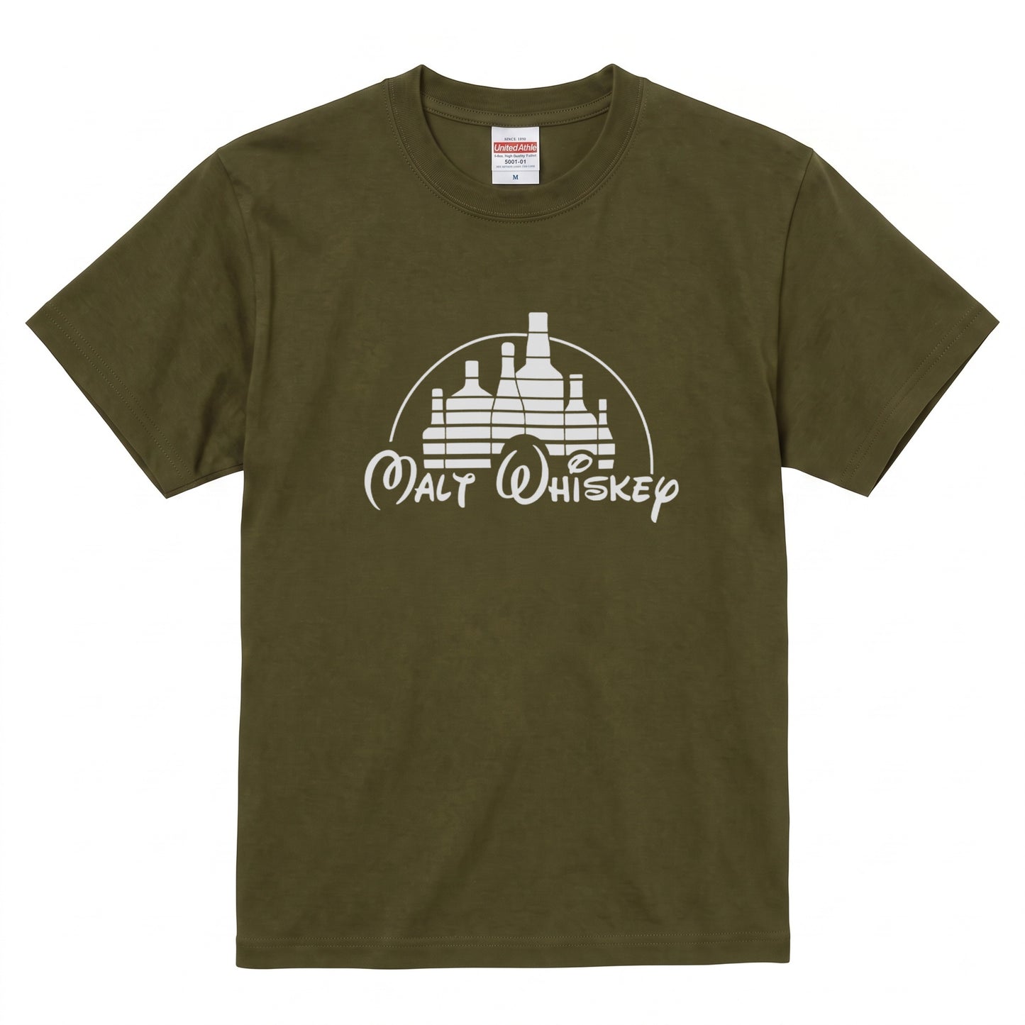 WHISKEY KINGDOM | ボトルキャッスル パロディグラフィック モルトウイスキー カジュアル Tシャツ【おもしろTシャツ・ストリート・宴会・ユニセックス・ギフトに最適】