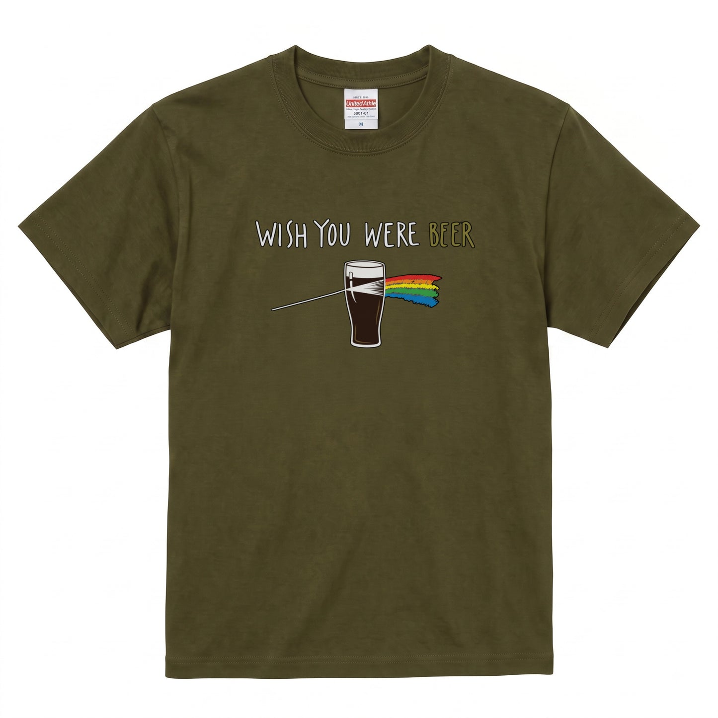 PRISM BEER | 手描き風 レトロ ロックグラフィック ビールグラス カジュアル Tシャツ【おもしろTシャツ・普段着・ストリート・ユニセックス・ギフトに最適】