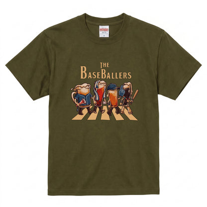 THE BASEBALLERS W | ビールたちの全力応援 横断歩道 面白Tシャツ【野球ファン・父の日ギフトに最適】