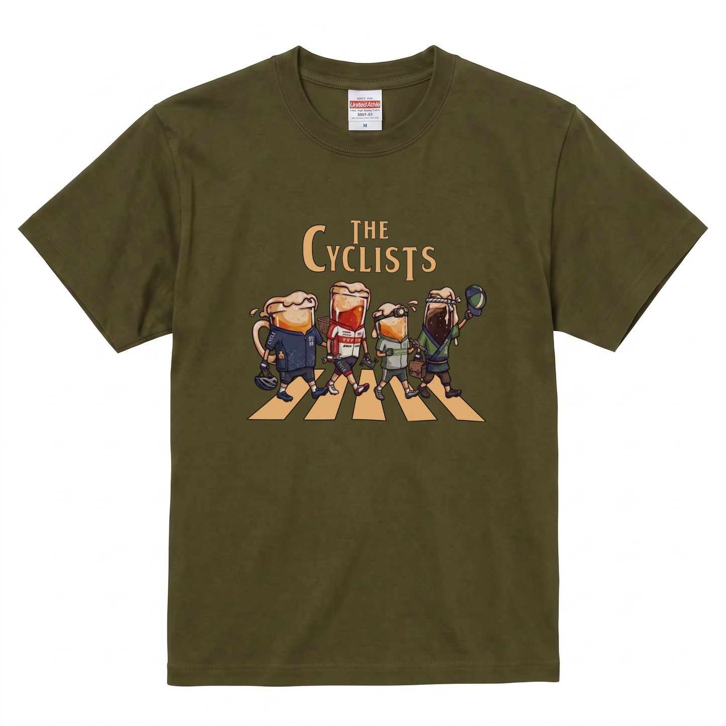 THE CYCLISTS | ビールたちのサイクリング 横断歩道 面白Tシャツ【自転車好き・ビール好き・ギフトに最適】