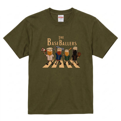 THE BASEBALLERS | 野球ビール アビーロード風パロディ 面白Tシャツ【野球観戦・ビール好き・ギフトに最適】