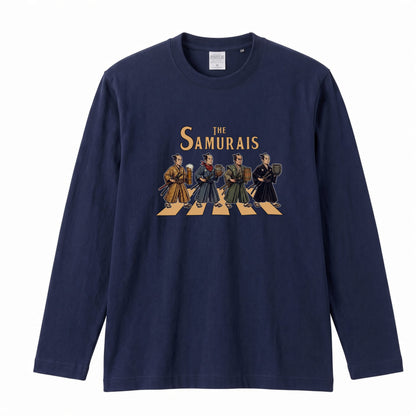 THE SAMURAIS | 侍たちの宴 乾杯酒 ロック名盤オマージュ グラフィック 長袖Tシャツ【おもしろ雑貨・普段着・宴会・ユニセックス・ギフトに最適】