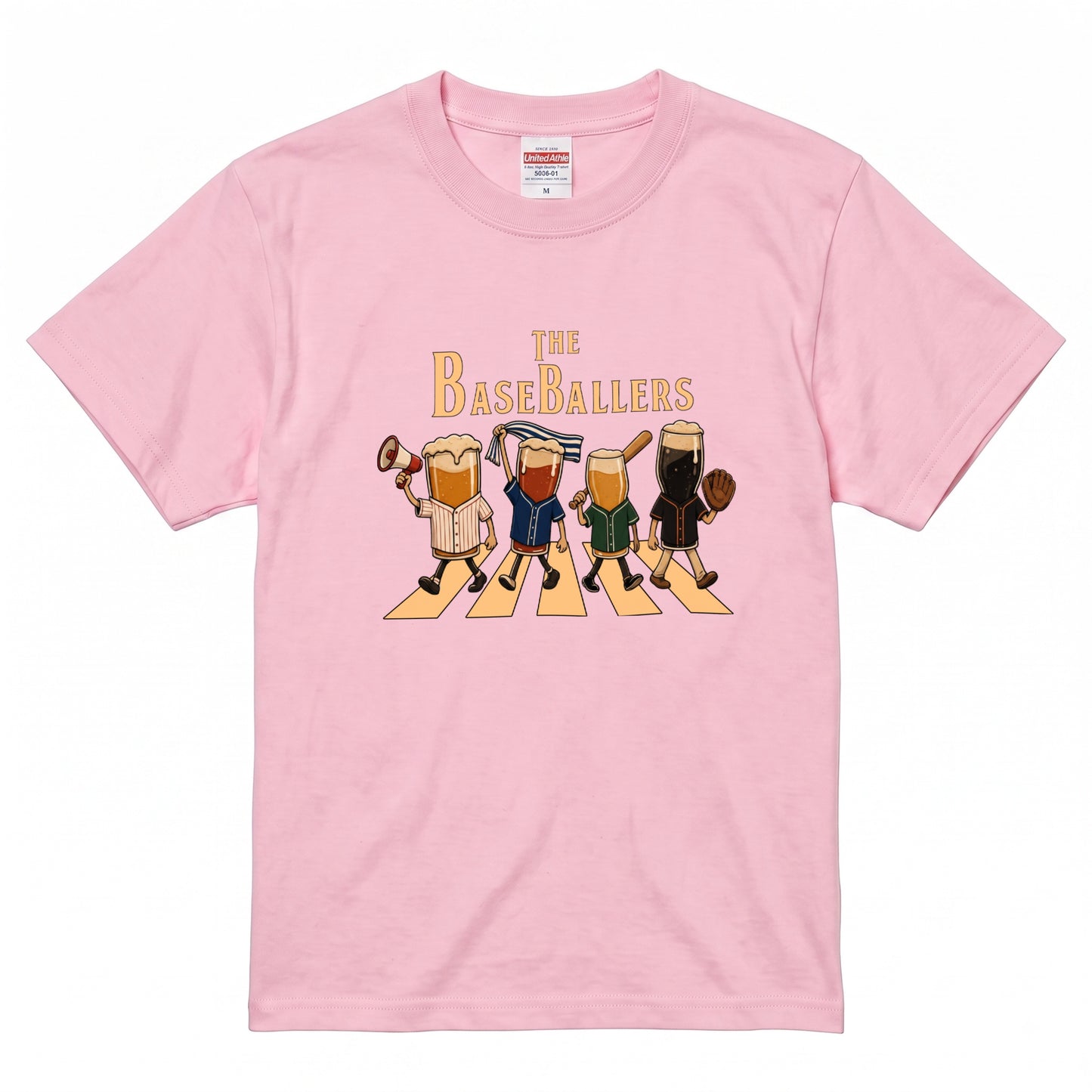 THE BASEBALLERS | 野球ビール アビーロード風パロディ 面白Tシャツ【野球観戦・ビール好き・ギフトに最適】