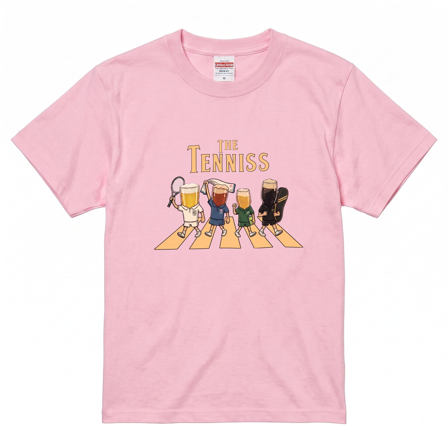 THE TENNISS | ビールたちのテニス 横断歩道 面白Tシャツ【テニス愛好家・ビール好き・ギフトに最適】