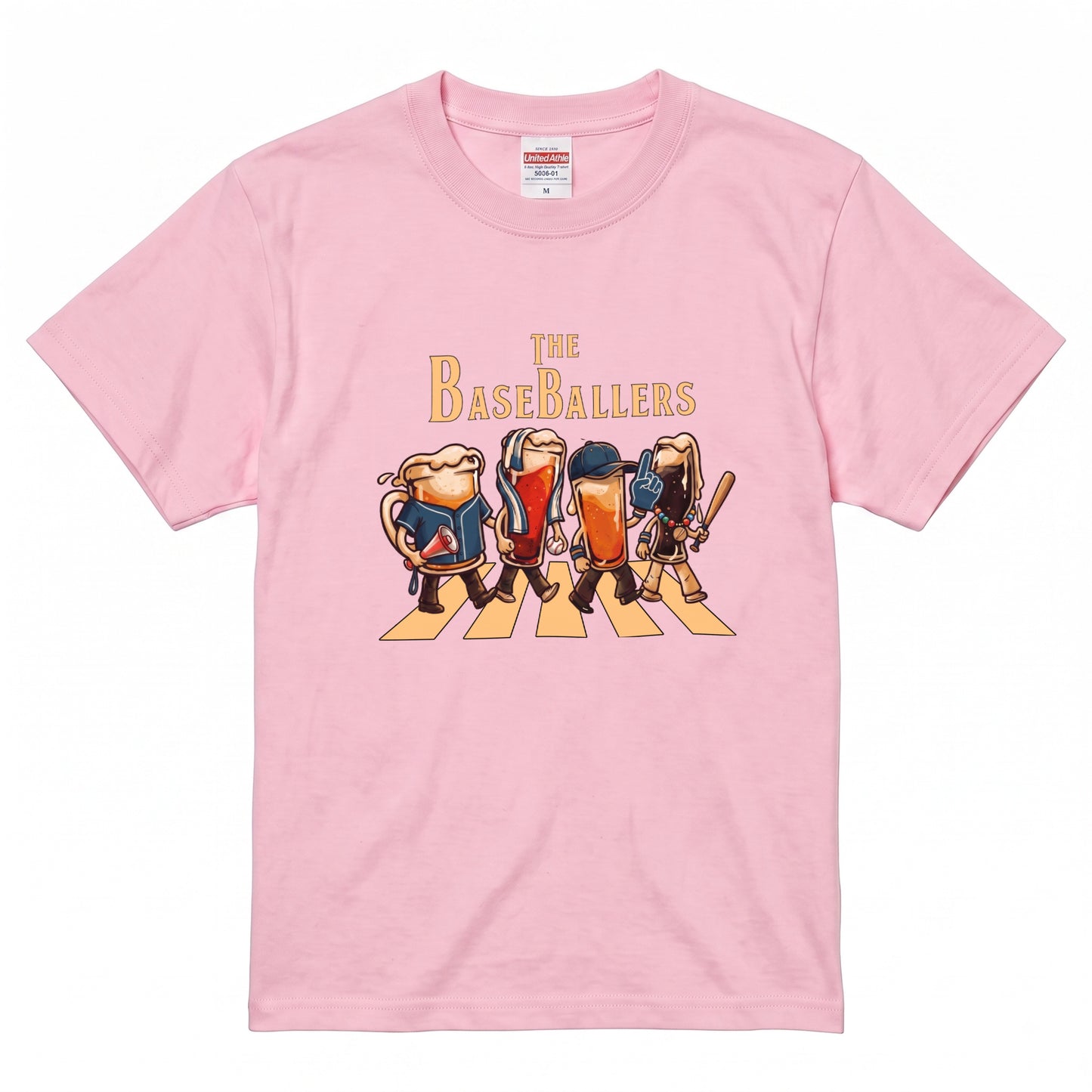 THE BASEBALLERS W | ビールたちの全力応援 横断歩道 面白Tシャツ【野球ファン・父の日ギフトに最適】