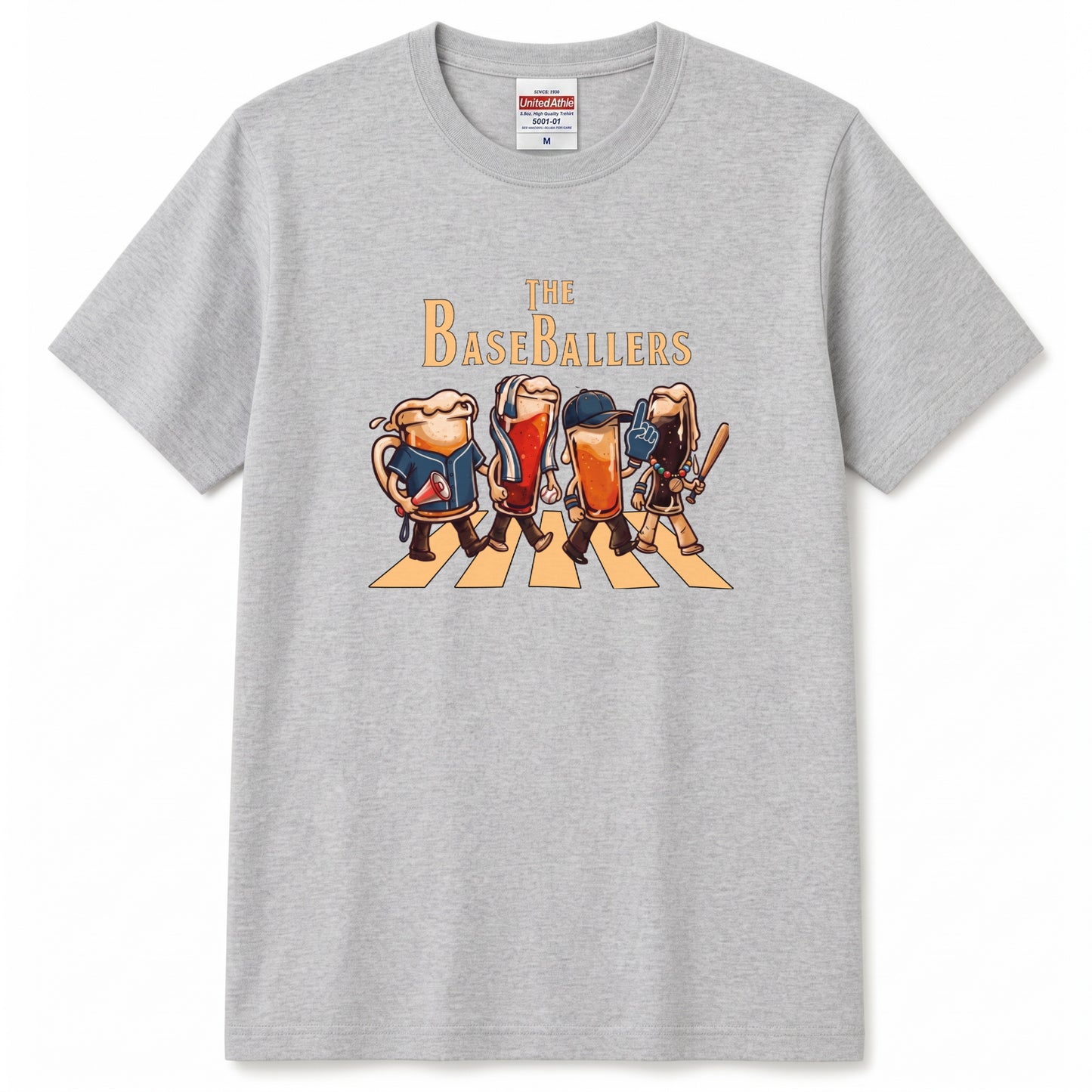 THE BASEBALLERS W | ビールたちの全力応援 横断歩道 面白Tシャツ【野球ファン・父の日ギフトに最適】