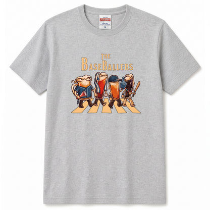 THE BASEBALLERS W | ビールたちの全力応援 横断歩道 面白Tシャツ【野球ファン・父の日ギフトに最適】