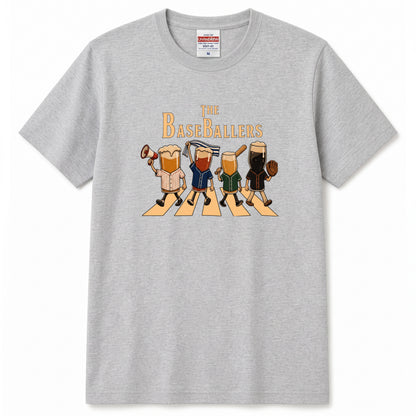 THE BASEBALLERS | 野球ビール アビーロード風パロディ 面白Tシャツ【野球観戦・ビール好き・ギフトに最適】