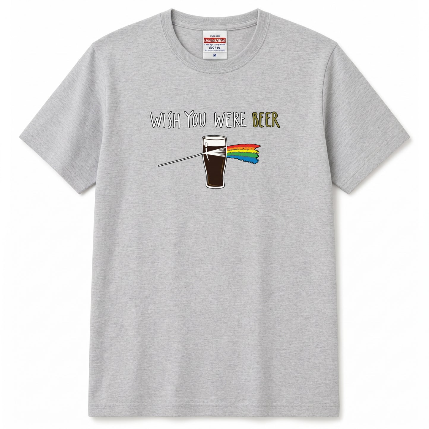 PRISM BEER | 手描き風 レトロ ロックグラフィック ビールグラス カジュアル Tシャツ【おもしろTシャツ・普段着・ストリート・ユニセックス・ギフトに最適】