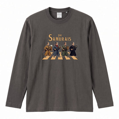 THE SAMURAIS | 侍たちの宴 乾杯酒 ロック名盤オマージュ グラフィック 長袖Tシャツ【おもしろ雑貨・普段着・宴会・ユニセックス・ギフトに最適】