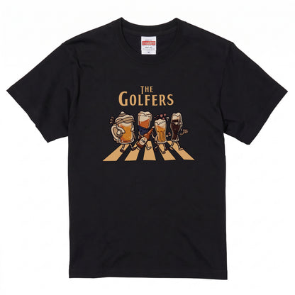 THE GOLFERS | ビールたちのゴルフ 横断歩道 面白Tシャツ【ゴルフ好き・父の日ギフトに最適】
